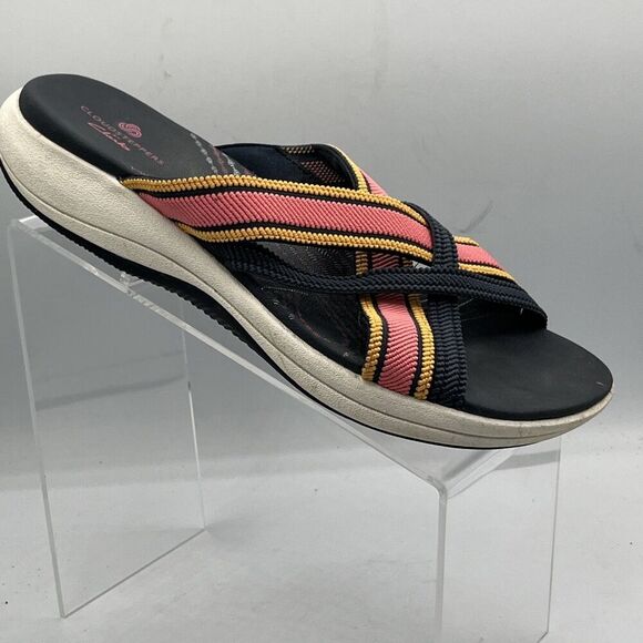 Cloudsteppers Clarks Mira Isle MultiColor Strappy Slide Sandals Women's 8.5M - Picture 1 of 9
